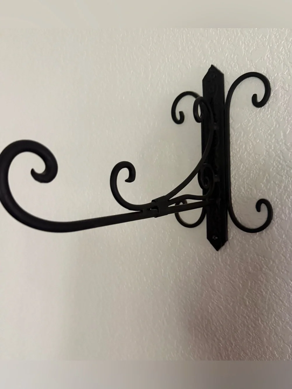 Decorative Black Wrought Iron Wall Hook Pair